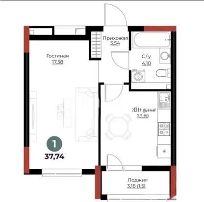 Продажа 1-комнатной квартиры, 37.7 м² - Продажа однокомнатных квартир в р-не Сарайшык Астаны - страница 16 фото 1 из 1