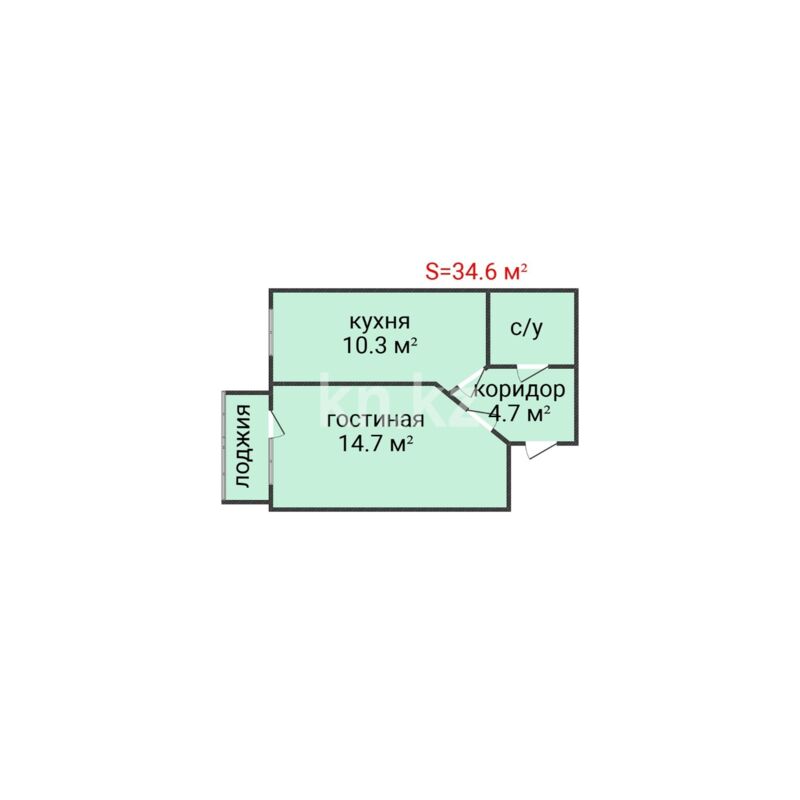 Продажа 1-комнатной квартиры, 34.6 м² - Недвижимость в Костанае фото 2 из 16