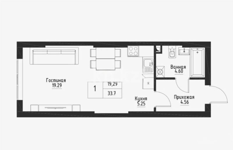 Продажа 1-комнатной квартиры, 33.7 м² - Продажа однокомнатных квартир в Медеуском р-не Алматы - страница 4 фото 1 из 1