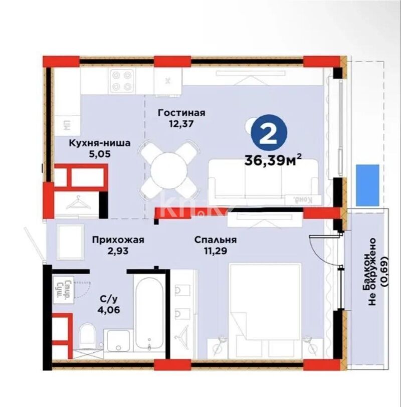Продажа 2-комнатной квартиры, 37 м² - Аренда домов в Акмолинской области фото 1 из 1