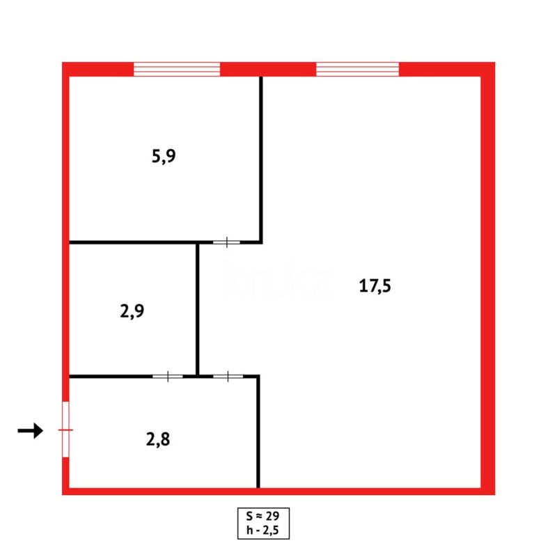 Продажа 1-комнатной квартиры, 29 м² - Продажа однокомнатных квартир в Караганде - страница 3 фото 7 из 7