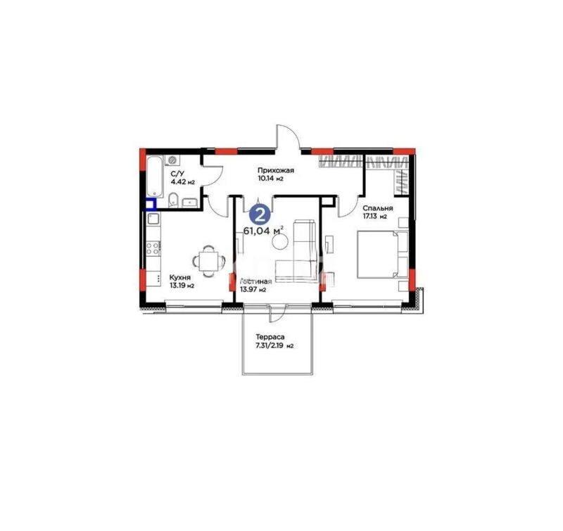 Продажа 2-комнатной квартиры, 60 м² - Продажа двухкомнатных квартир в блочном доме в Казахстане - страница 23 фото 1 из 1