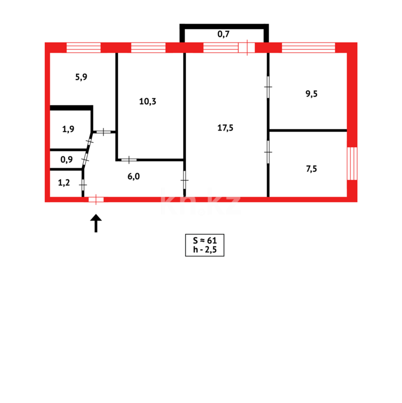 Продажа 4-комнатной квартиры, 61 м² - Продажа четырехкомнатных квартир в Караганде - страница 5 фото 13 из 13