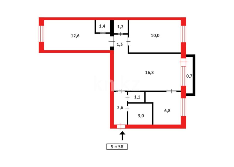 Продажа 3-комнатной квартиры, 57 м² - Продажа квартир в Казахстане - страница 264 фото 6 из 6