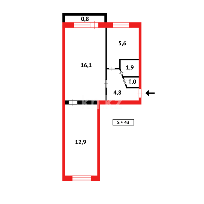 Продажа 2-комнатной квартиры, 44 м² - Продажа двухкомнатных квартир в кирпичном доме в Караганде - страница 26 фото 10 из 10