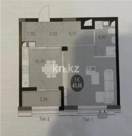 Продажа 1-комнатной квартиры, 43.66 м² - Продажа земельных участков в Абае фото 1 из 1