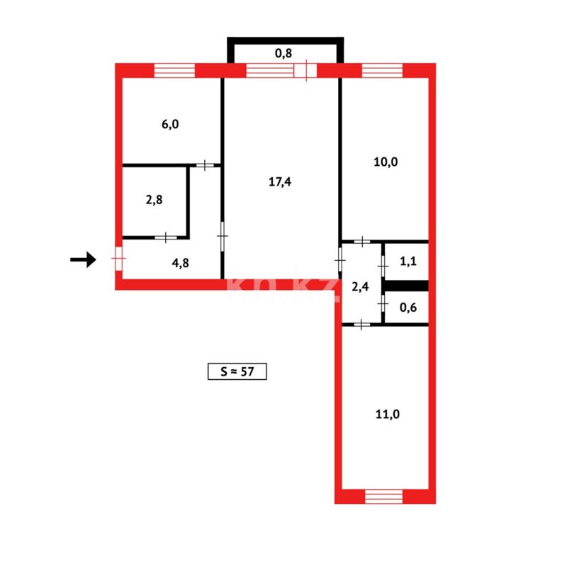 Продажа 3-комнатной квартиры, 57 м² - Недвижимость в Темиртау - страница 15 фото 2 из 2