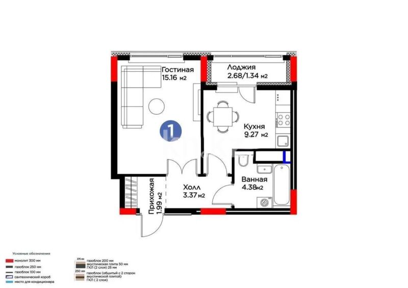Продажа 1-комнатной квартиры, 36 м² - Продажа однокомнатных квартир в р-не Есиль Астаны - страница 10 фото 1 из 1