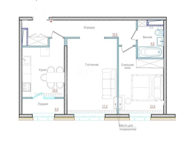 Продажа 2-комнатной квартиры, 56 м² - Продажа двухкомнатных квартир в монолитно-каркасном доме в Казахстане - страница 6 фото 6 из 6