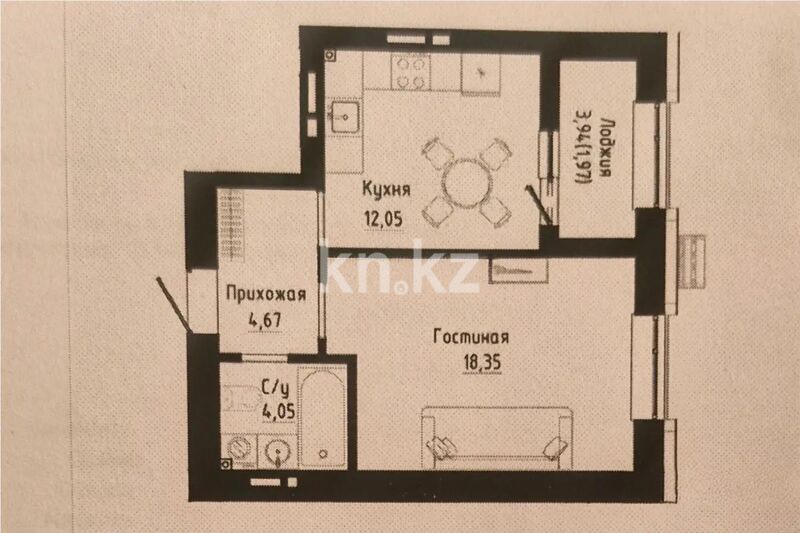 Продажа 1-комнатной квартиры, 41.09 м² - Продажа однокомнатных квартир в р-не Нура Астаны - страница 37 фото 1 из 1