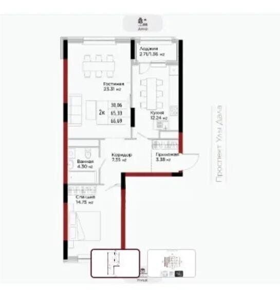Продажа 2-комнатной квартиры, 67 м² - Продажа квартир в р-не Нура Астаны фото 1 из 1