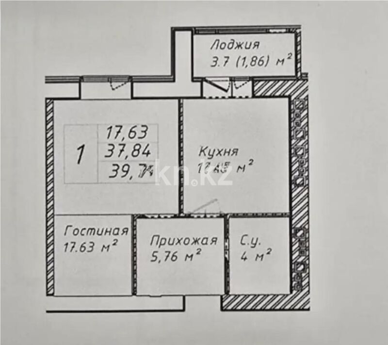 Продажа 1-комнатной квартиры, 37.84 м² - Продажа однокомнатных квартир в р-не Сарыарка Астаны - страница 9 фото 1 из 1