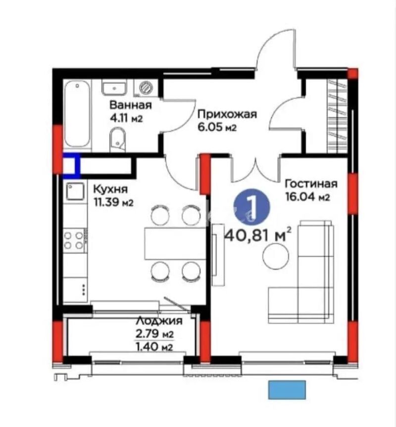 Продажа 1-комнатной квартиры, 40.81 м² - Продажа квартир в Казахстане - страница 129 фото 4 из 4