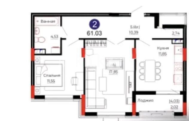 Продажа 2-комнатной квартиры, 61 м² - Продажа квартир в Казахстане - страница 4 фото 1 из 1