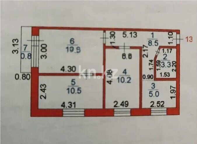 Продажа 3-комнатной квартиры, 53 м² - Продажа трехкомнатных квартир в кирпичном доме в Караганде - страница 4 фото 7 из 7