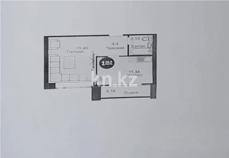 Продажа 1-комнатной квартиры, 38.9 м² - Продажа однокомнатных квартир в блочном доме в Казахстане - страница 42 фото 1 из 1
