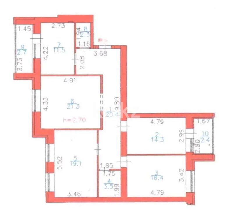 Продажа 4-комнатной квартиры, 114 м² - Продажа четырехкомнатных квартир в кирпичном доме в Казахстане - страница 23 фото 9 из 9