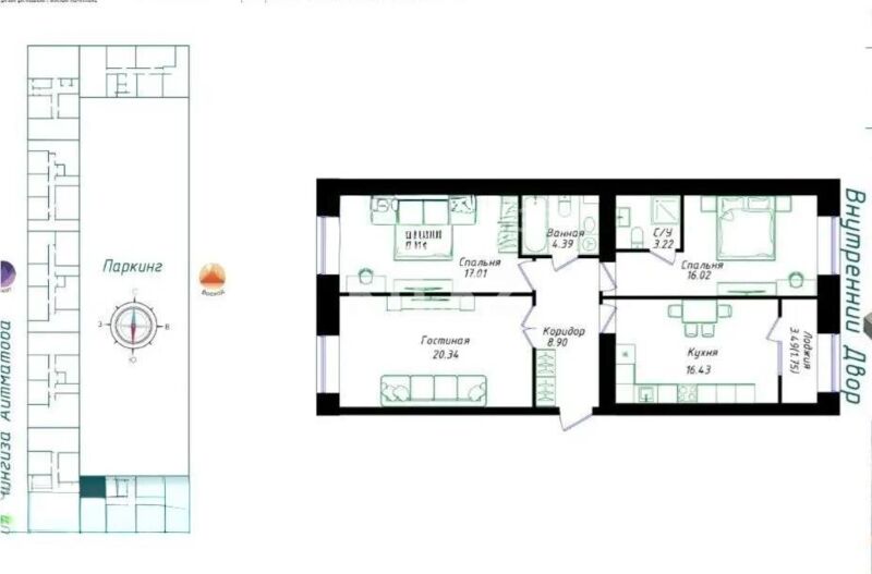 Продажа 3-комнатной квартиры, 88.06 м² - Продажа  трехкомнатных квартир в новостройках Астаны - страница 21 фото 1 из 1
