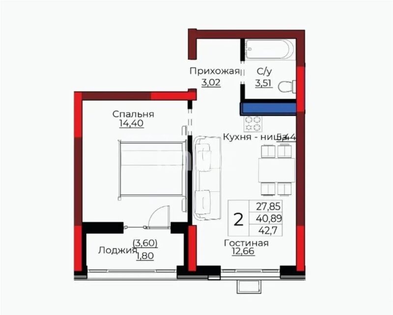 Продажа 1-комнатной квартиры, 42.7 м² - Продажа однокомнатных квартир в р-не Нура Астаны - страница 29 фото 1 из 1