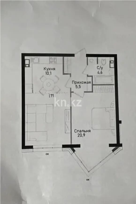 Продажа 2-комнатной квартиры, 58 м² - Продажа двухкомнатных квартир в монолитно-каркасном доме в Казахстане - страница 11 фото 1 из 1