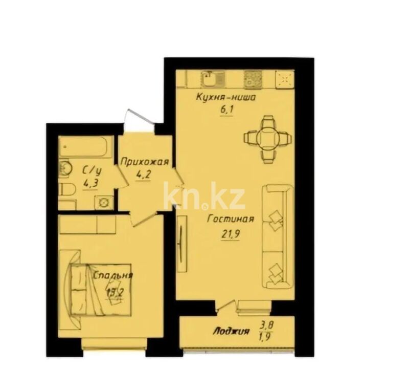 Продажа 2-комнатной квартиры, 51.6 м² - Продажа квартир в кирпичном доме в Астане - страница 216 фото 1 из 1