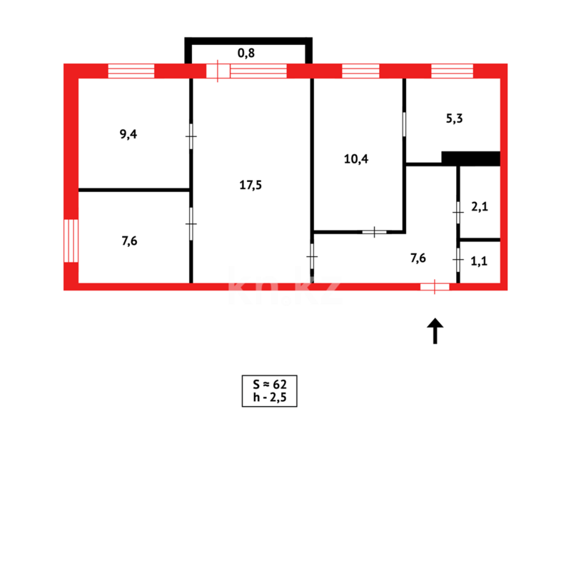 Продажа 4-комнатной квартиры, 62 м² - Продажа четырехкомнатных квартир в панельном доме в Казахстане - страница 18 фото 13 из 13