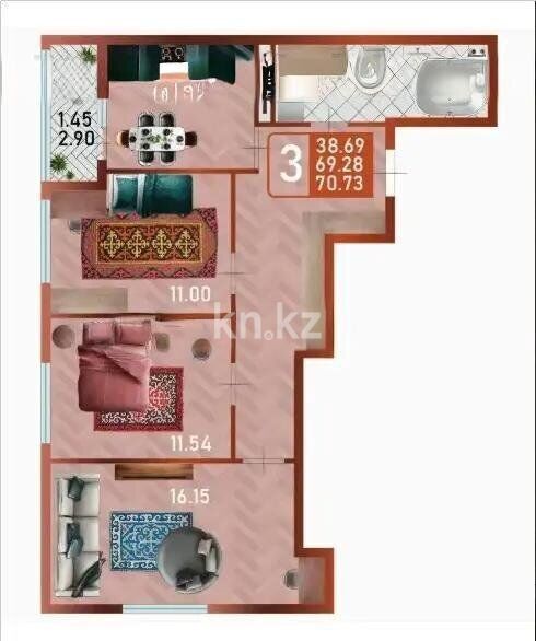 Продажа 3-комнатной квартиры, 70.73 м² - Продажа квартир от собственников в Астане - страница 12 фото 1 из 1