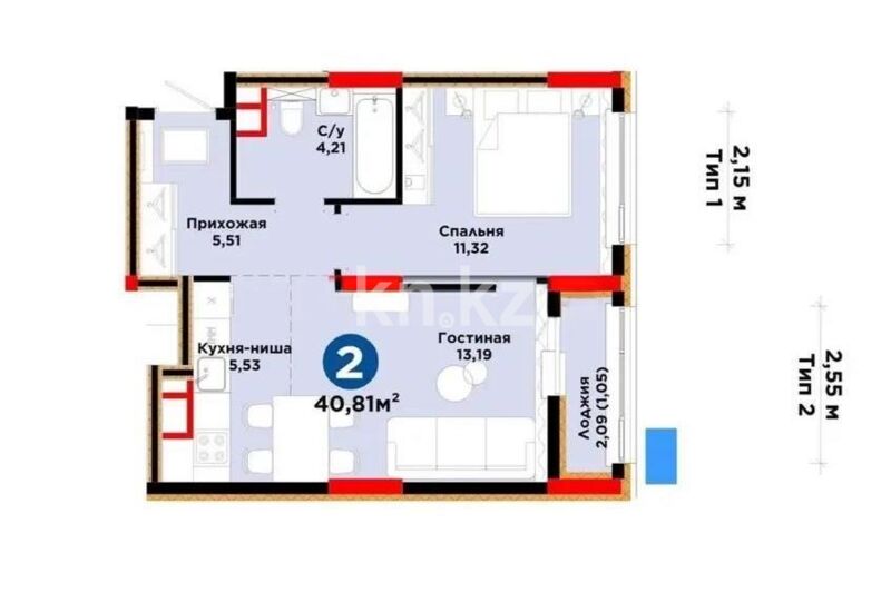 Продажа 2-комнатной квартиры, 41 м² - Продажа двухкомнатных квартир в р-не Нура Астаны - страница 46 фото 1 из 1