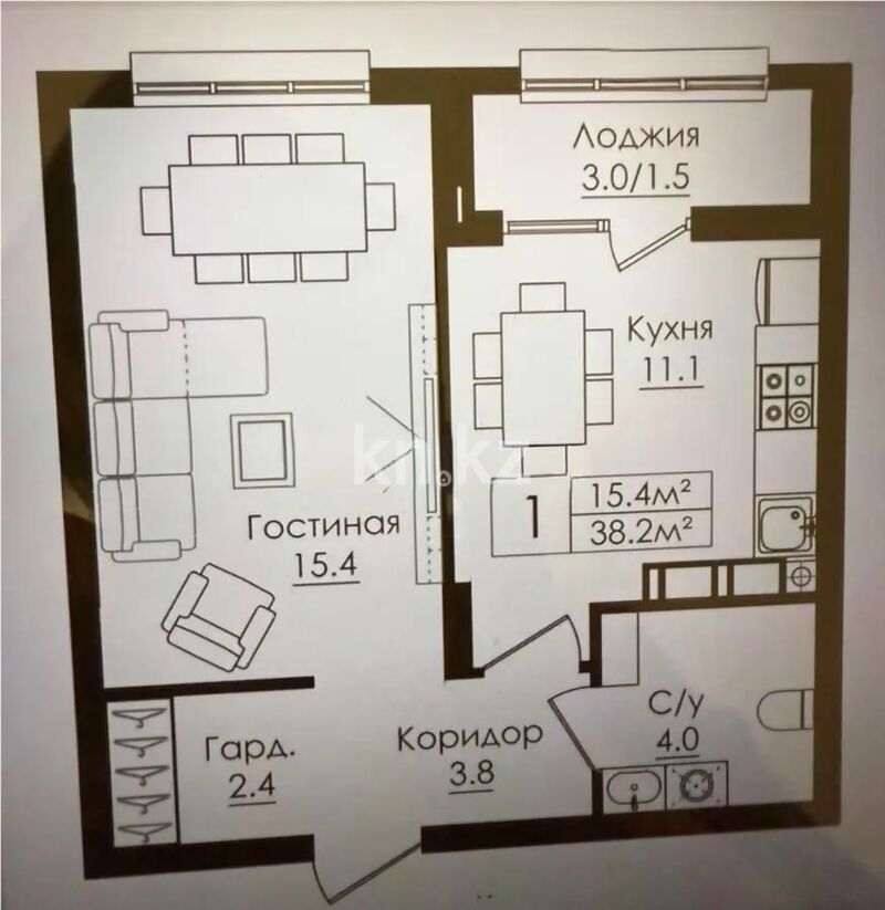 Продажа 1-комнатной квартиры, 38.2 м² - Продажа однокомнатных квартир в Астане - страница 14 фото 2 из 2