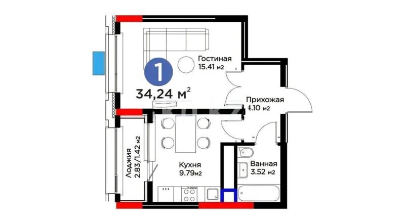 Продажа 1-комнатной квартиры, 34.7 м² - Продажа однокомнатных квартир от собственников в Астане - страница 18 фото 1 из 1