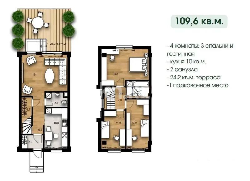 Продажа 4-комнатной квартиры, 109 м² - Продажа четырехкомнатных квартир в Наурызбайском р-не Алматы - страница 3 фото 2 из 2