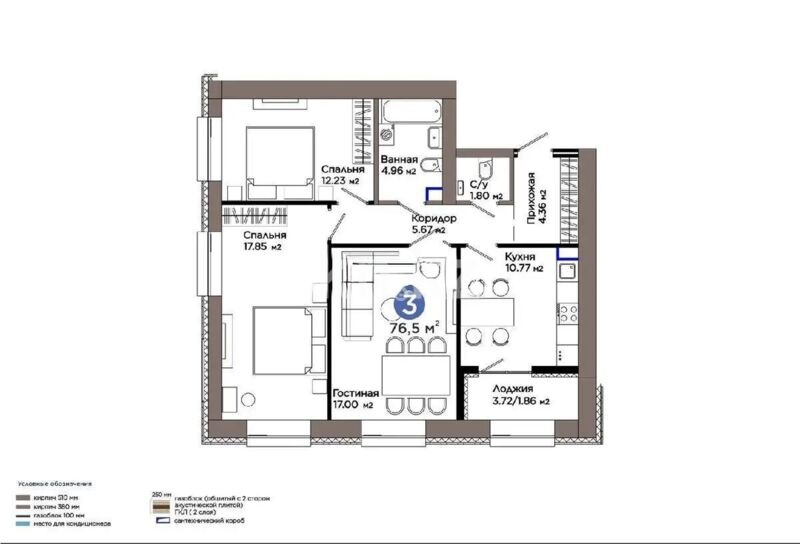 Продажа 3-комнатной квартиры, 76.5 м² - Продажа трехкомнатных квартир от собственников в Казахстане - страница 17 фото 1 из 1