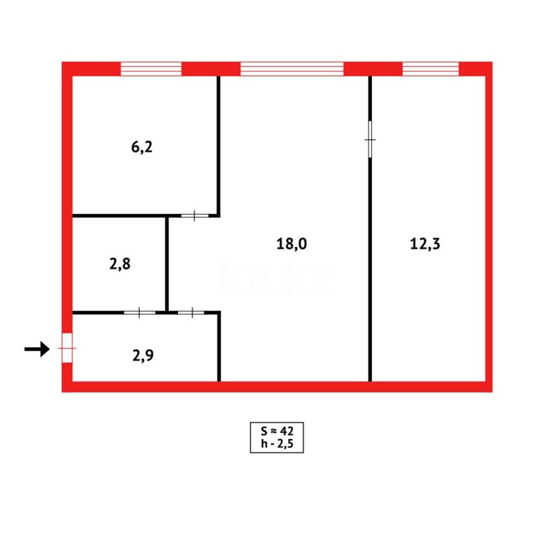 Продажа 2-комнатной квартиры, 48 м² - Продажа двухкомнатных квартир в Караганде - страница 3 фото 6 из 6