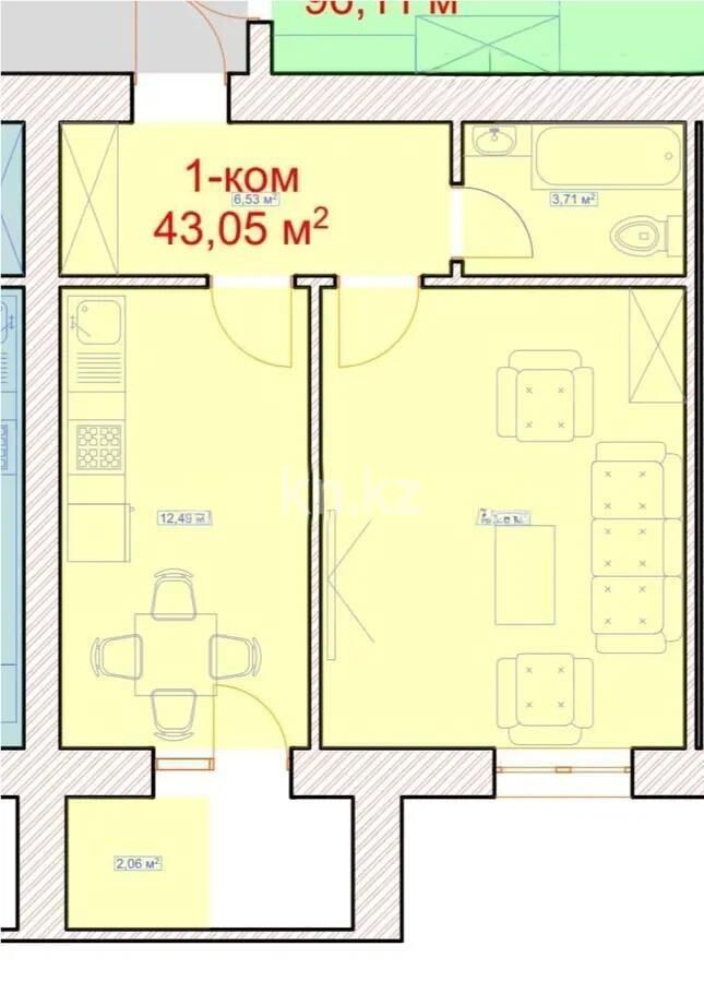 Продажа 1-комнатной квартиры, 43.5 м² - Продажа однокомнатных квартир в р-не Сарайшык Астаны - страница 6 фото 1 из 1