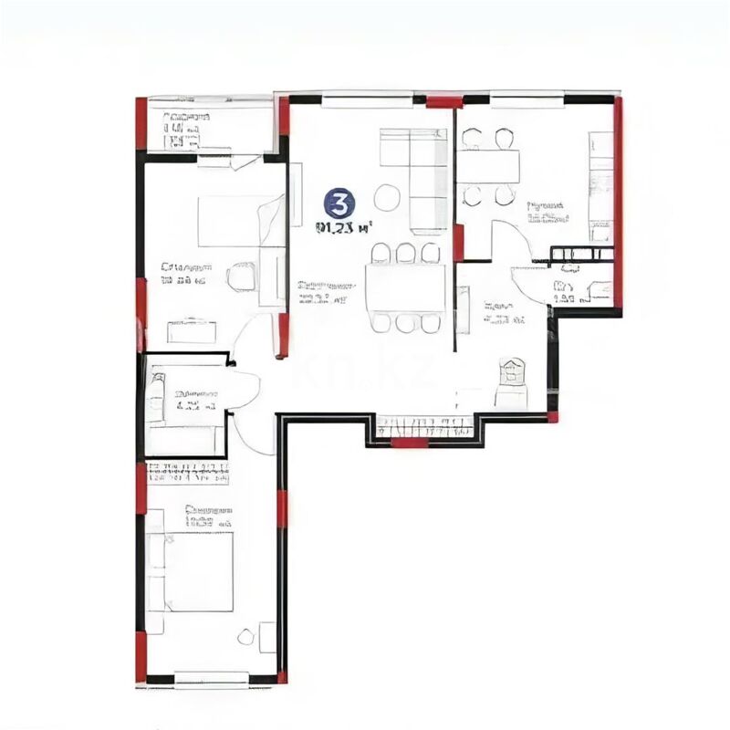 Продажа 3-комнатной квартиры, 91 м² - Продажа квартир в новостройках Астаны - страница 466 фото 6 из 6