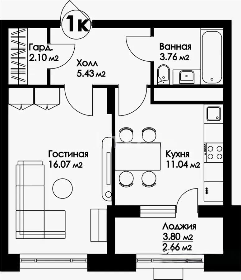 Продажа 1-комнатной квартиры, 41.06 м² - Продажа однокомнатных квартир в р-не Сарайшык Астаны - страница 23 фото 2 из 2