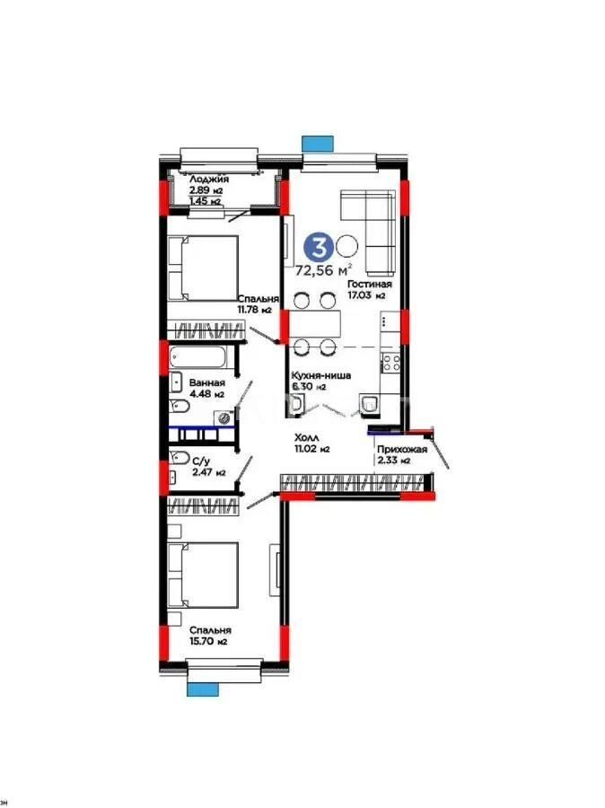 Продажа 3-комнатной квартиры, 75 м² - Продажа квартир в кирпичном доме в Астане - страница 189 фото 4 из 4