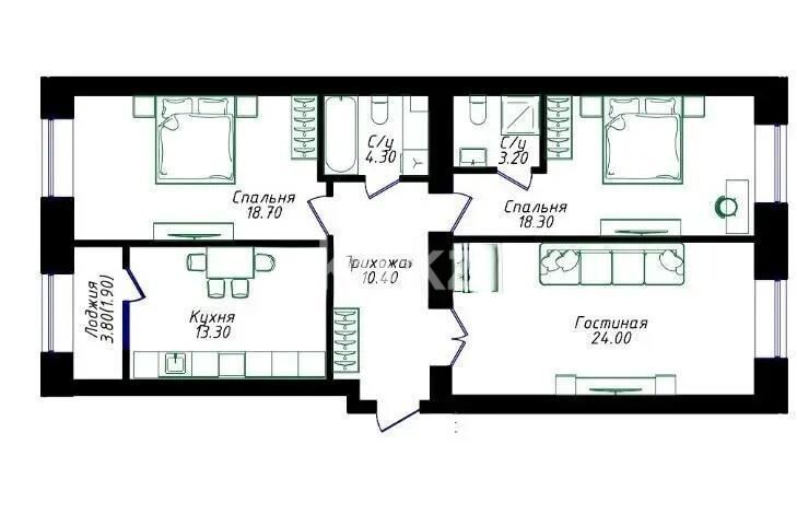 Продажа 3-комнатной квартиры, 94.1 м² - Продажа трехкомнатных квартир в кирпичном доме в Казахстане - страница 55 фото 1 из 1