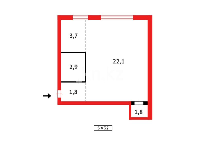 Продажа 1-комнатной квартиры, 32 м² - Продажа однокомнатных квартир в Караганде - страница 3 фото 12 из 12