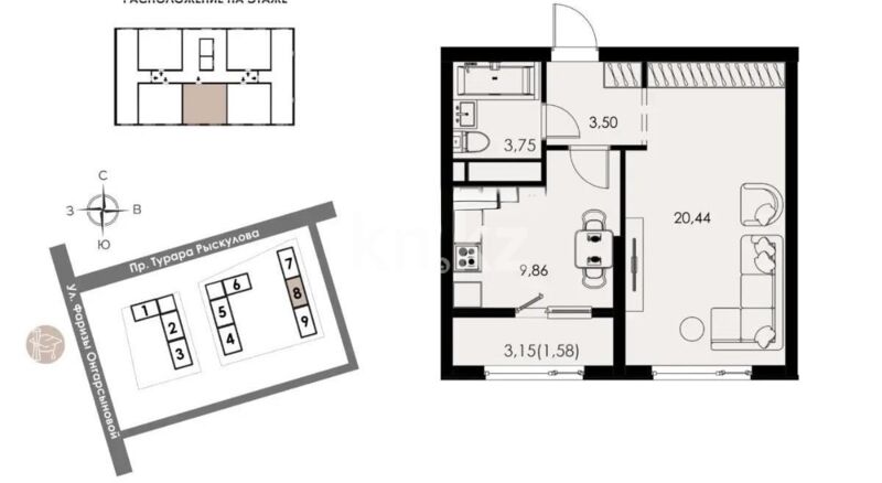 Продажа 1-комнатной квартиры, 39.13 м² - Продажа однокомнатных квартир от собственников в Казахстане - страница 278 фото 1 из 1
