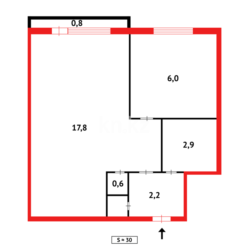 Продажа 1-комнатной квартиры, 31 м² - Продажа однокомнатных квартир в Темиртау - страница 4 фото 9 из 9