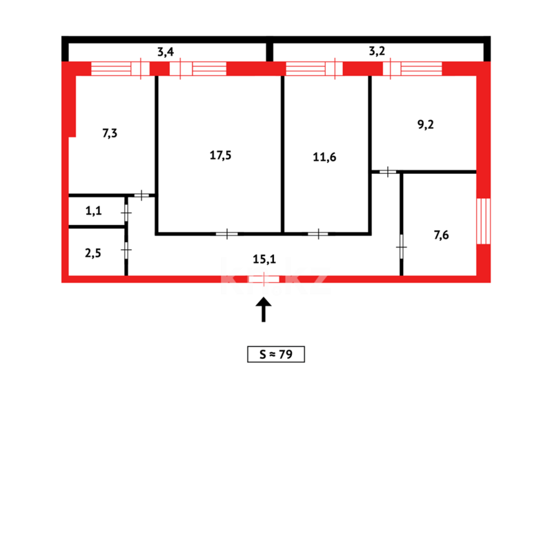 Продажа 4-комнатной квартиры, 77 м² - Продажа четырехкомнатных квартир в кирпичном доме в Караганде - страница 6 фото 11 из 11