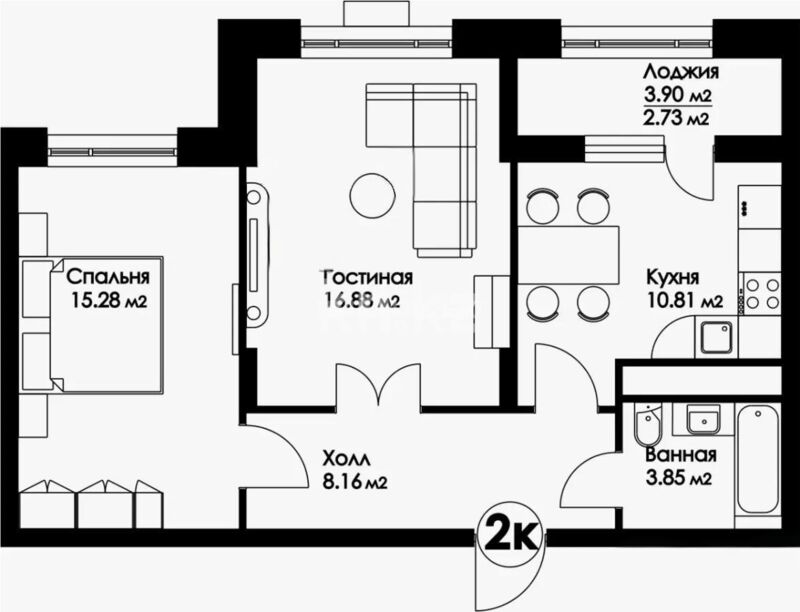 Продажа 2-комнатной квартиры, 57.11 м² - Продажа двухкомнатных квартир в р-не Сарайшык Астаны - страница 27 фото 1 из 1