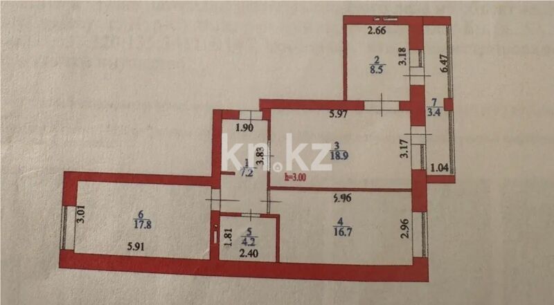 Продажа 3-комнатной квартиры, 77 м² - Продажа квартир в кирпичном доме в Астане - страница 205 фото 7 из 7
