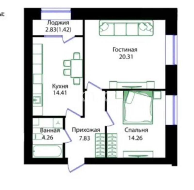 Продажа 2-комнатной квартиры, 62 м² - Продажа двухкомнатных квартир в р-не Сарыарка Астаны - страница 23 фото 1 из 1