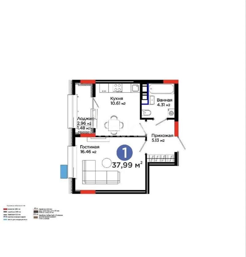 Продажа 1-комнатной квартиры, 37.99 м² - Продажа однокомнатных квартир в р-не Есиль Астаны - страница 15 фото 1 из 1