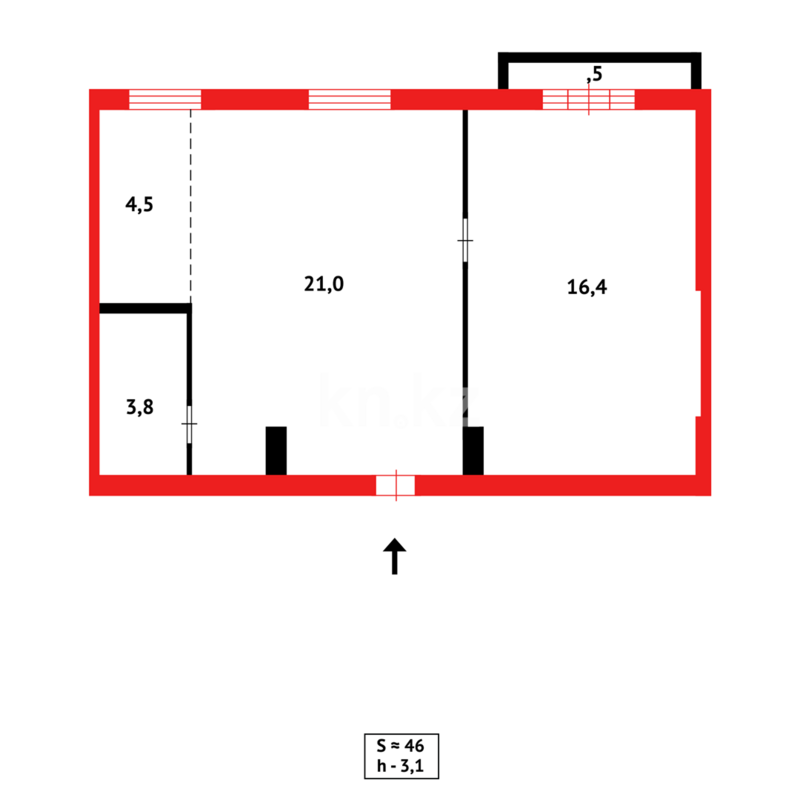 Продажа 2-комнатной квартиры, 46 м² - Продажа двухкомнатных квартир в кирпичном доме в Казахстане фото 5 из 5