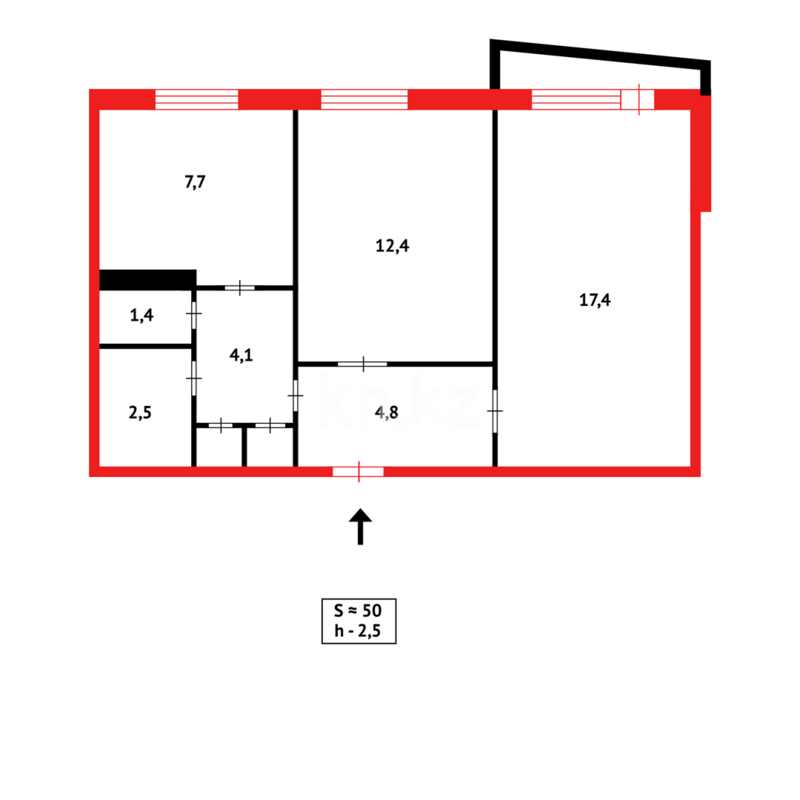 Продажа 2-комнатной квартиры, 52 м² - Продажа двухкомнатных квартир в Темиртау - страница 13 фото 13 из 13