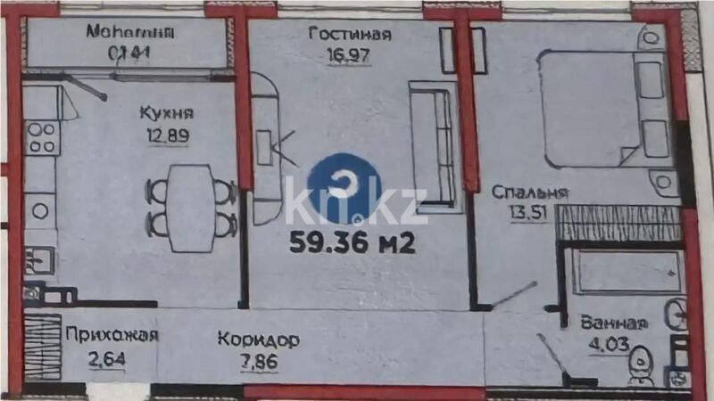 Продажа 2-комнатной квартиры, 60 м² - Продажа двухкомнатных квартир в Турксибском р-не Алматы - страница 17 фото 1 из 1