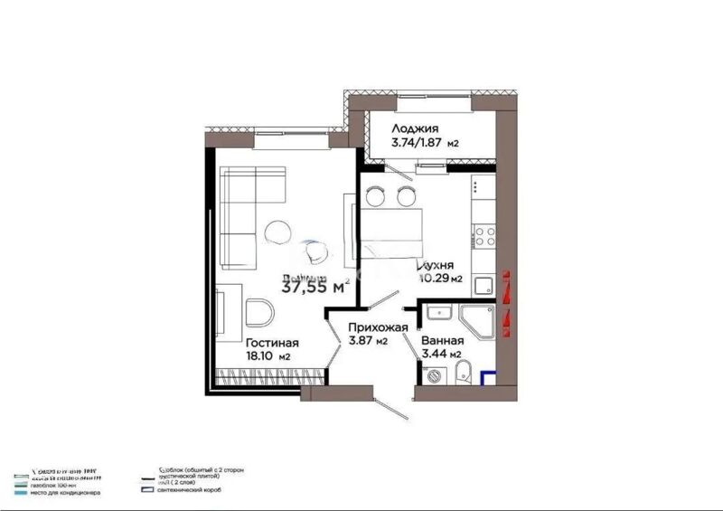 Продажа 1-комнатной квартиры, 37.55 м² - Продажа однокомнатных квартир в р-не Нура Астаны - страница 31 фото 1 из 1